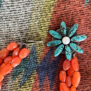 Multi-strand Orange & Turquoise Necklace